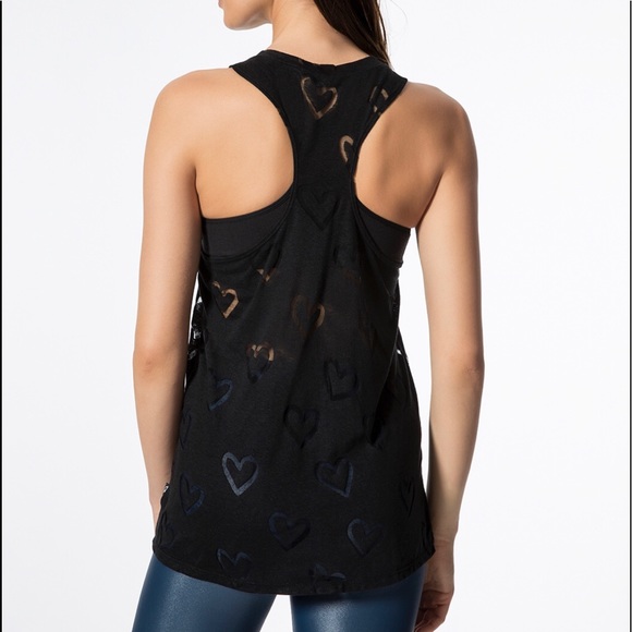 Terez Racer Tank Top Hearts Burnout size M NWT - Picture 3 of 8